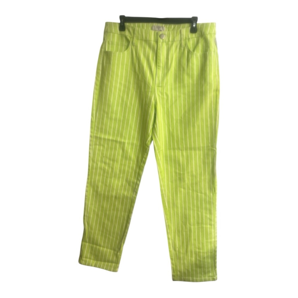 Victor Glemaud lime green with white stripe jeans size 12